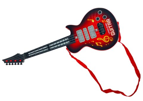 Gitara Elektryczna Gwiazda Struny Kolorowe Diody Czerwona LEAN Toys