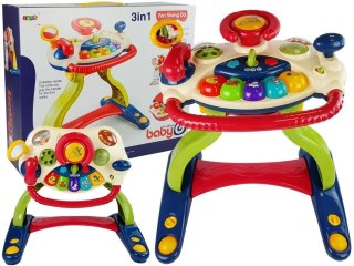 Interaktywny Chodzik Tablica Kierownica 3 w 1 Dźwięk Melodie Telefon Zwierzątka Dla Niemowląt LEAN Toys