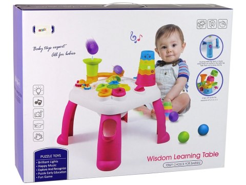 Interaktywny Stolik Edukacyjny Sorter Zjeżdżalnia Piłeczek Różowy LEAN Toys