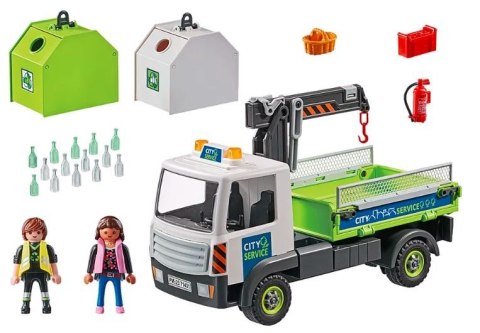 Zestaw z figurkami City Action 71431 Samochód ciężarowy z kontenerami na szkło Playmobil