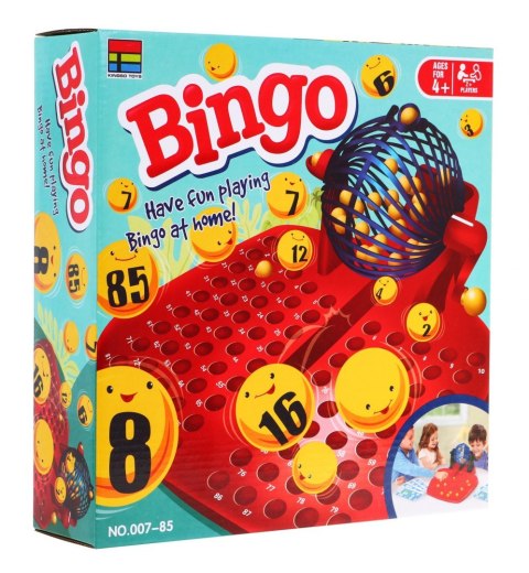 Gra Bingo dla dzieci 4+ Loteria liczbowa + Maszyna losująca z kołowrotkiem + Kule z numerami + Karty Żetony