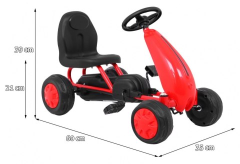 Pierwszy Gokart na pedały dla najmłodszych Czerwony + Napęd łańcuchowy + Koła z gumą