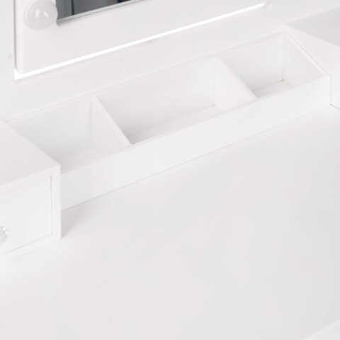 Toaletka biała MONICA lustro LED + taboret