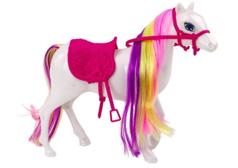 Figurka Konia Biały Koń Do Czesania Siodło Stajnia Farma Cute Horse LEAN TOYS