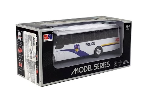 Model Autobusu Bus Policyjny Świeci Biały LEAN Toys