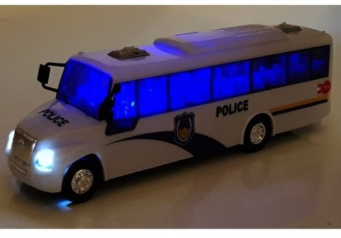 Model Autobusu Bus Policyjny Świeci Biały LEAN Toys