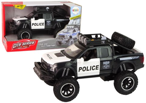 Pojazd Terenowy Raptor Policja Czarny Otwierane Drzwi Dźwięk Światła LEAN Toys