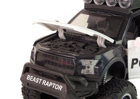 Pojazd Terenowy Raptor Policja Czarny Otwierane Drzwi Dźwięk Światła LEAN Toys