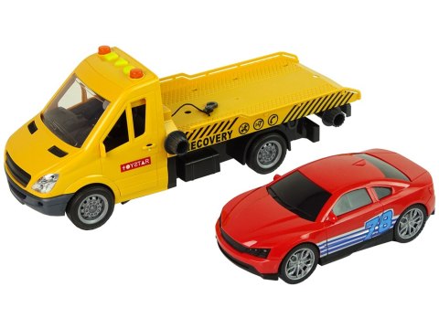 Samochód Transportowy Laweta Autko Rampa Pomoc Dźwięki Światła QL91911 LEAN Toys