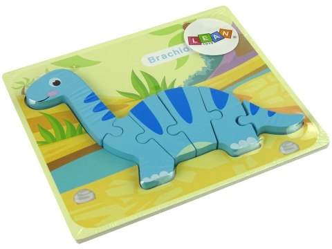 Drewniane Puzzle Dinozaur Brachiosaur Niebieski LEAN Toys