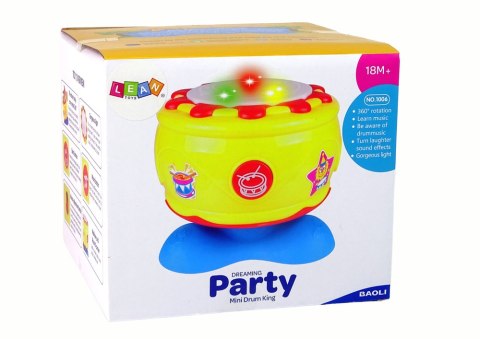 Duży Interaktywny Bębenek Muzyczny Światełka 19 cm LEAN Toys