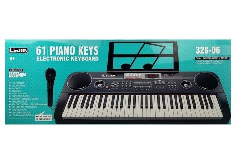 Keyboard Organy 328-06 Mikrofon Zasilacz Czarny LEAN Toys