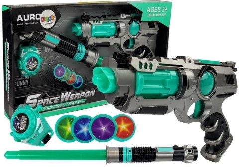 Pistolet Laserowy Miecz Świetlny Miotacz Dysków Zestaw LEAN Toys