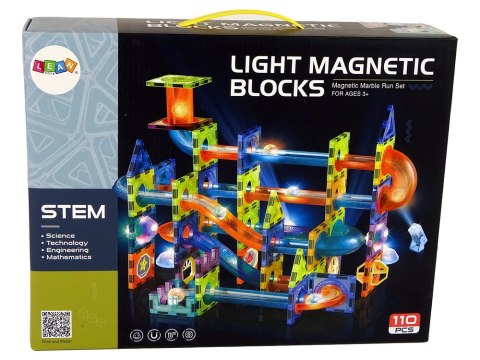 Świecąca Zjeżdżalnia Dla Kulek Klocki Magnetyczne 110 Elementów LEAN Toys