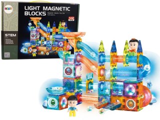 Świecąca Zjeżdżalnia Dla Kulek Klocki Magnetyczne 142 Elementy LEAN Toys