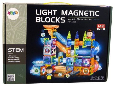 Świecąca Zjeżdżalnia Dla Kulek Klocki Magnetyczne 142 Elementy LEAN Toys