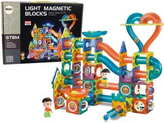 Świecąca Zjeżdżalnia Dla Kulek Klocki Magnetyczne 202 Elementy LEAN Toys