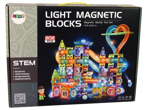 Świecąca Zjeżdżalnia Dla Kulek Klocki Magnetyczne 202 Elementy LEAN Toys