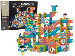 Świecąca Zjeżdżalnia Dla Kulek Klocki Magnetyczne 292 Elementy LEAN Toys