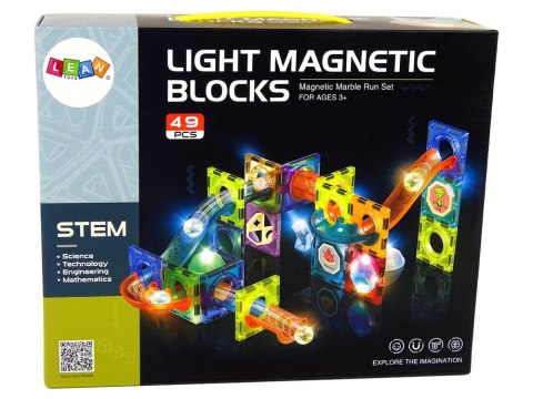 Świecąca Zjeżdżalnia Dla Kulek Klocki Magnetyczne 49 Elementów LEAN Toys