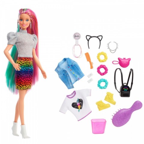 Lalka Barbie Fryzura Kolorowa panterka Mattel