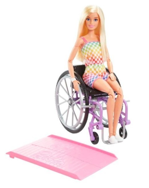 Lalka Barbie Fashionistas Na wózku strój w kratkę Mattel