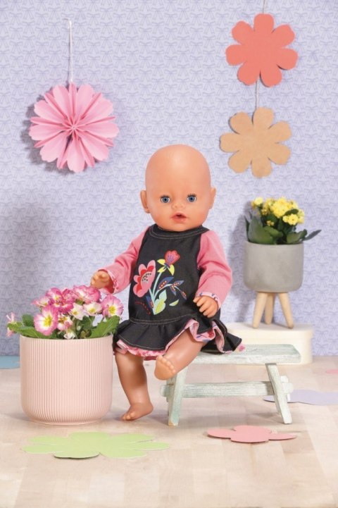 Sukienka jeansowa Dolly Moda dla lalki Baby Born 43 cm Zapf