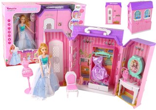 Domek dla Lalek Garderoba Szafa Lusterko na Baterie w Walizce LEAN Toys