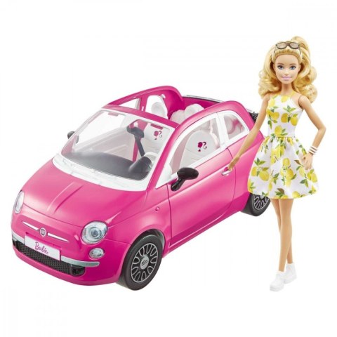 Lalka Barbie + Samochód Fiat 500 kabriolet Mattel