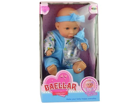 Lalka Bobas Niebieska Nocnik Siusia Pije Kokardka 24 cm LEAN Toys