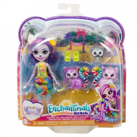 Lalka Enchantimals + figurki zwierzątek Rodzina Lemurów Mattel