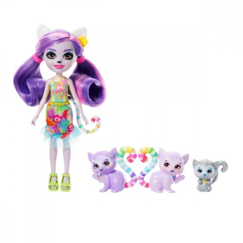 Lalka Enchantimals + figurki zwierzątek Rodzina Lemurów Mattel