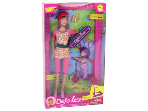 Zestaw Lalek Lucy Różowy Hulajnoga Deskorolka Kaski LEAN Toys