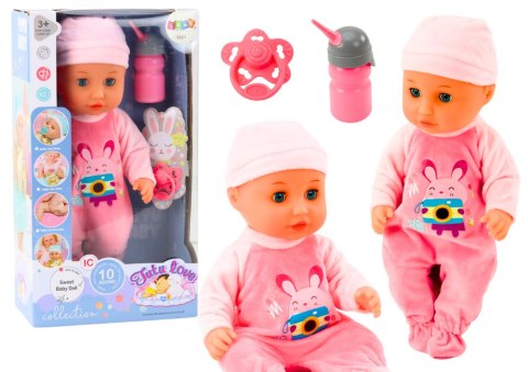 Lalka Bobas W Różowej Piżamce Siusiająca Butelka Smoczek Dźwięki LEAN Toys