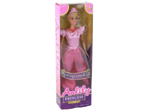 Lalka Dla Dzieci Anlily Księżniczka Długie Blond Włosy Tiara Różowa Suknia LEAN Toys