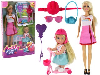 Lalki Dla Dzieci Anlily Mama i Córka Blond Włosy Hulajnoga 8 El. LEAN Toys