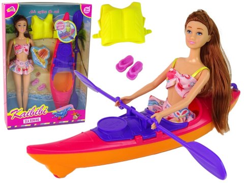 Zestaw Lalka Akcesoria Kajak Różowy LEAN Toys