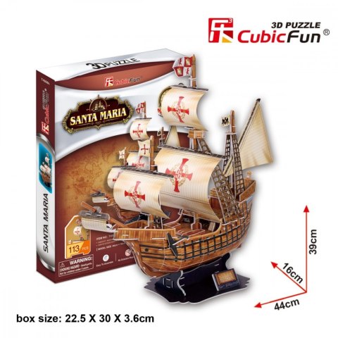 Puzzle 3D Żaglowiec Santa Maria Cubic Fun