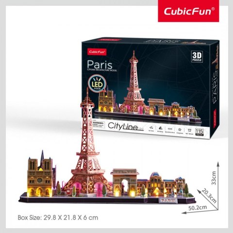 Puzzle 3D LED City Line Paryż Cubic Fun