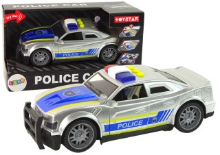 Auto Policja 1:14 Światła Dźwięki Srebrne LEAN Toys