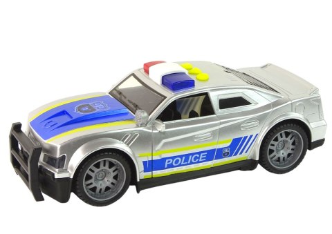 Auto Policja 1:14 Światła Dźwięki Srebrne LEAN Toys