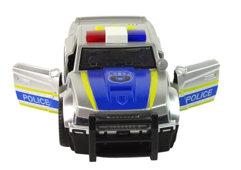 Auto Policja 1:14 Światła Dźwięki Srebrne LEAN Toys