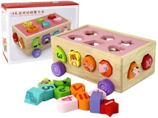 Drewniany Sorter Na Kółkach Edukacyjny Kształty Figury Geometryczne LEAN Toys