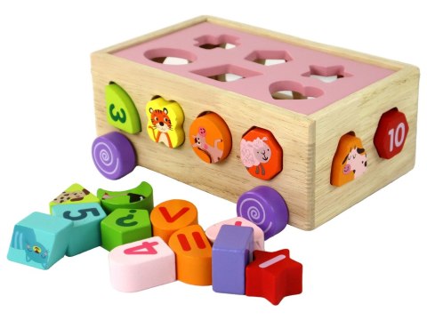 Drewniany Sorter Na Kółkach Edukacyjny Kształty Figury Geometryczne LEAN Toys