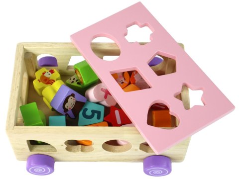 Drewniany Sorter Na Kółkach Edukacyjny Kształty Figury Geometryczne LEAN Toys