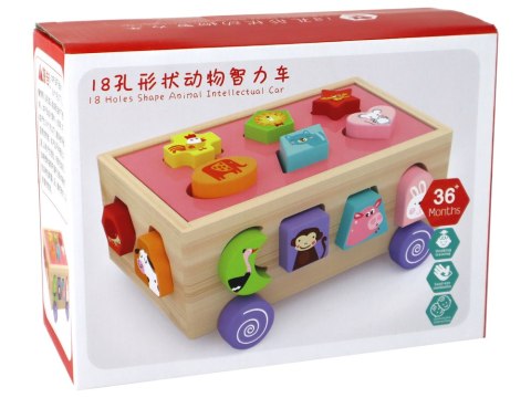 Drewniany Sorter Na Kółkach Edukacyjny Kształty Figury Geometryczne LEAN Toys