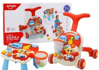 Pchacz Stolik Edukacyjny Interaktywny 2w1 Czerwony LEAN Toys