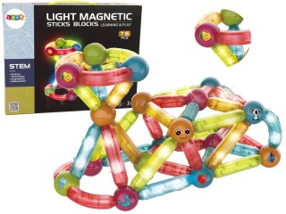 Świecące Klocki Magnetyczne Edukacyjne Zestaw 76 Elementów LEAN Toys