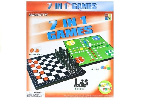 Gry 7w1 Zestaw Gier Planszowych Ludo Warcaby LEAN TOYS