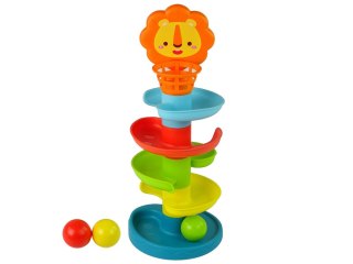 Sorter Edukacyjna Zjeżdżalnia Piłeczek 5 Poziomów Lew Kosz Dla Niemowląt LEAN Toys